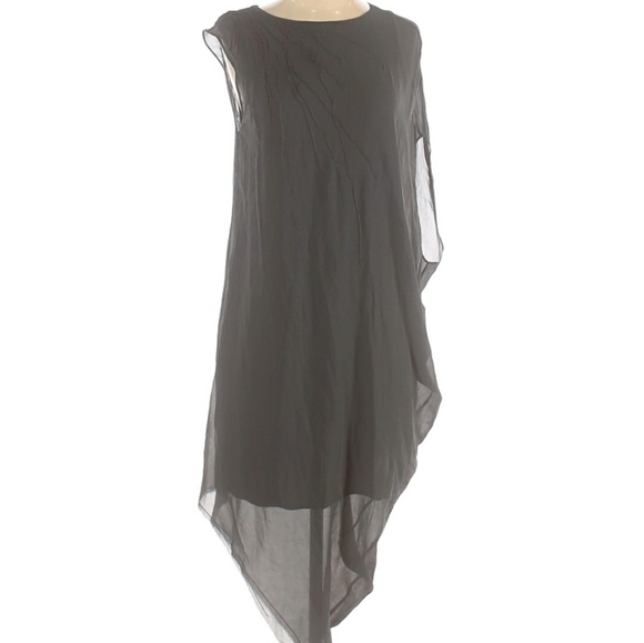 Helmut Lang Dresses & Skirts - Helmut Lang grey silk asymmetrical dress